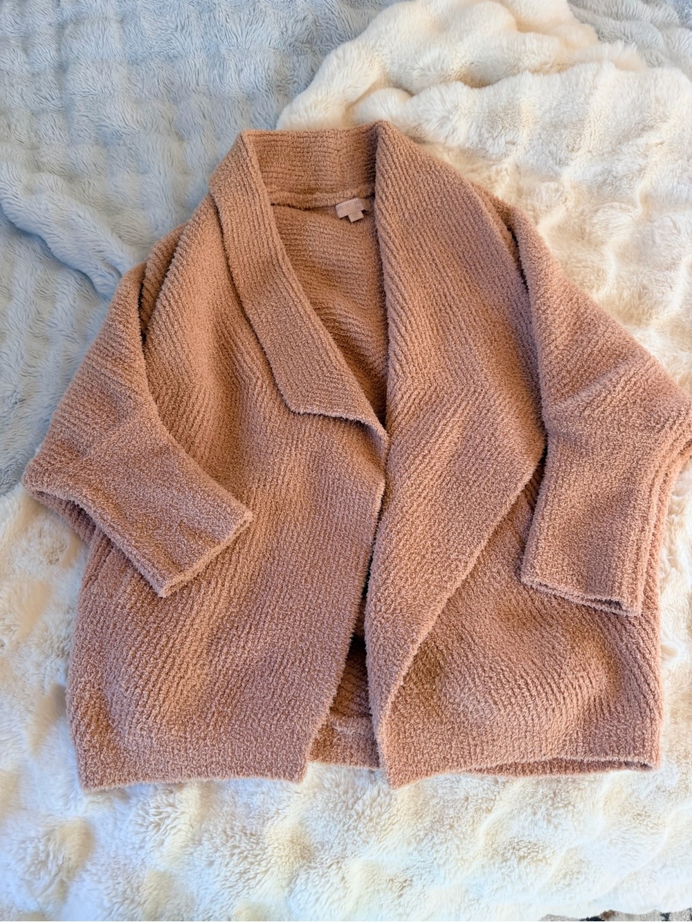 Bearfoot dreams Cozy Open-Front Bouclé Cardigan Sweater - taupe